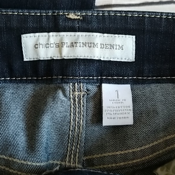 Chico's Platinum Denim Jeans Sz 1 - Picture 5 of 8
